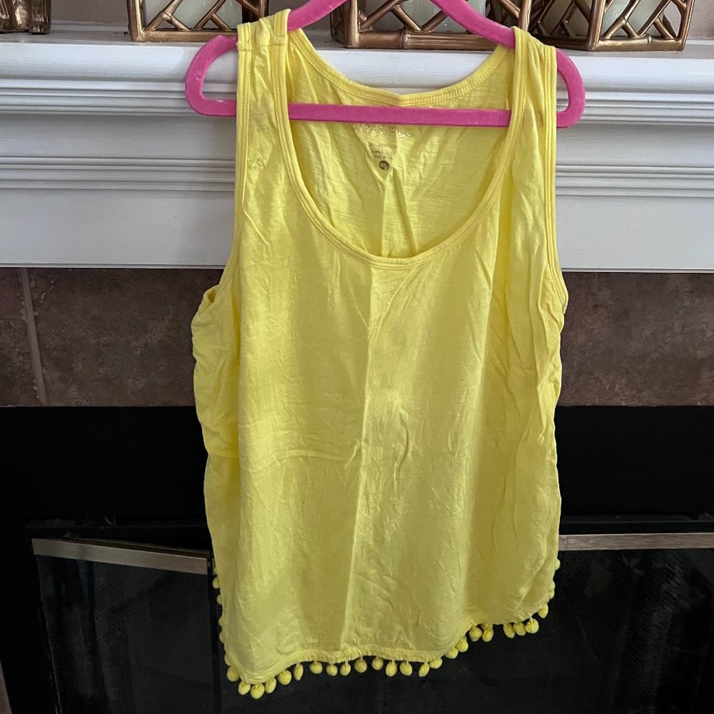 Size XS Lilly Pulitzer Yellow Pom Pom Cotton Top